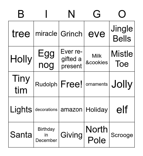 Holiday Bingo Card