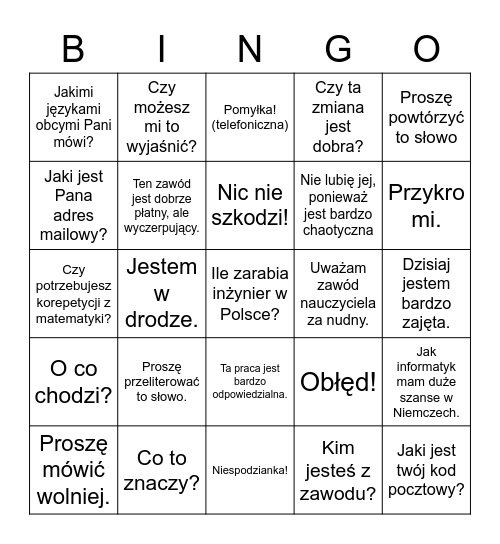 Wiederholung Bingo Card