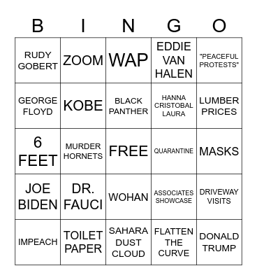 2020 Bingo Card