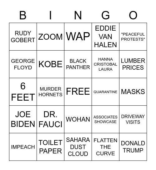 2020 Bingo Card