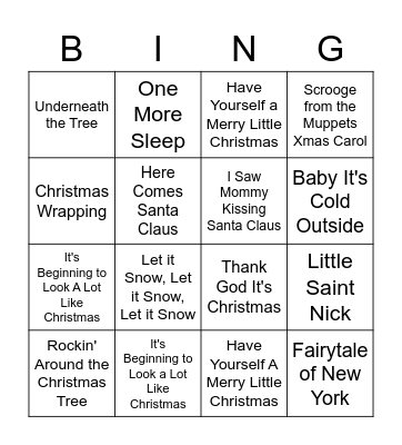 Christmas Bingo! Bingo Card