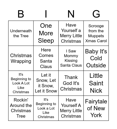 Christmas Bingo! Bingo Card