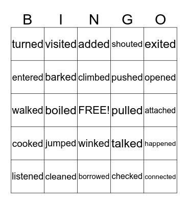 PAST TENSE VERBS Bingo Card