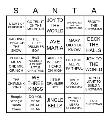 SANTA BINGO Card