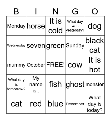 Spanish Bingo Card