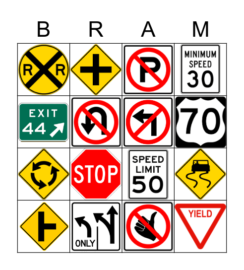 Traffic Signs Bingo Card