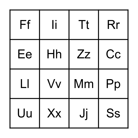 Letter BINGO! Bingo Card