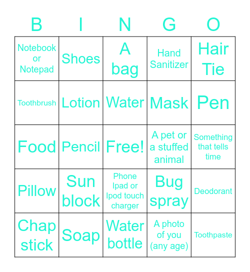 Essentials Bingo Card