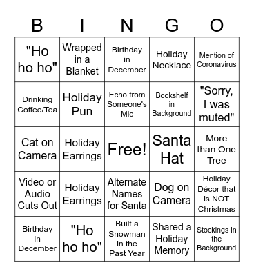 Classics Holiday Party Bingo Card