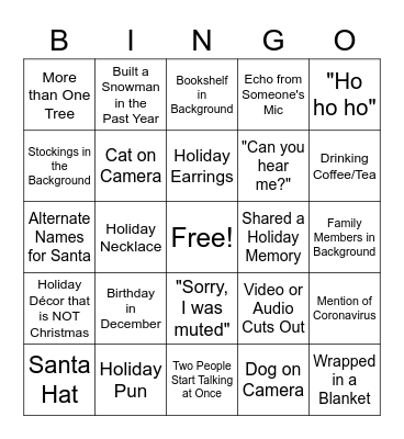 Classics Holiday Party Bingo Card