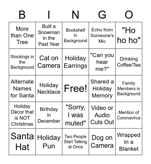 Classics Holiday Party Bingo Card