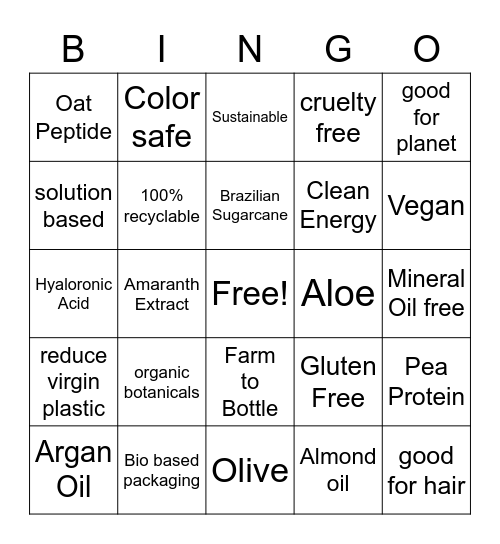 Clean Beauty Bingo Card