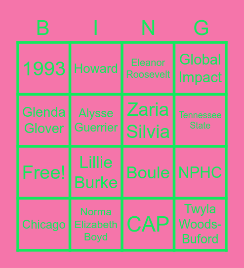 AKA TAU PSI OMEGA BINGO Card