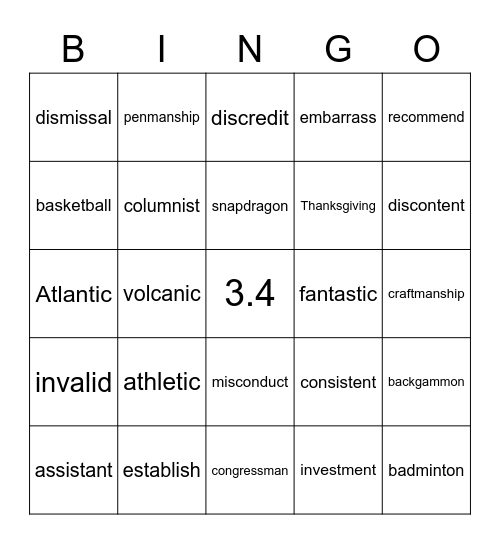 Untitled Bingo Card