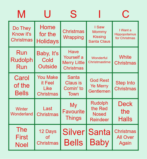 Do You Hear HOLIDAY Bingo Card