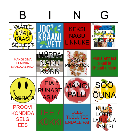 Kaidy liikumisbingo Card