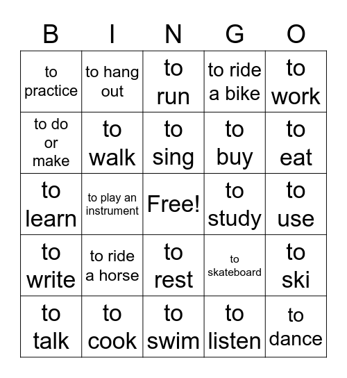 spanish stuff Bingo Card