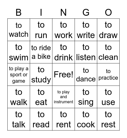 Avery's bingo board Bingo Card