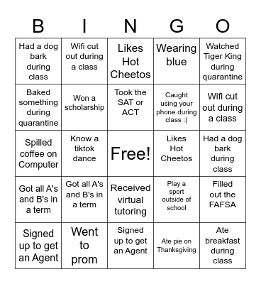 SSA bingo Card