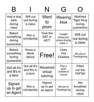 SSA bingo Card