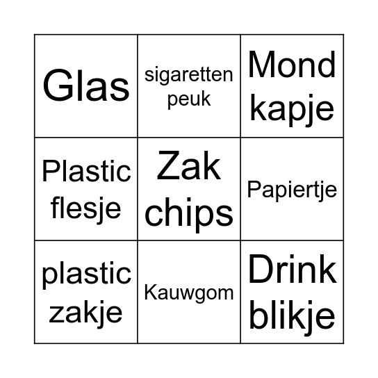 Zwerfafval Buiten Bingo! Bingo Card