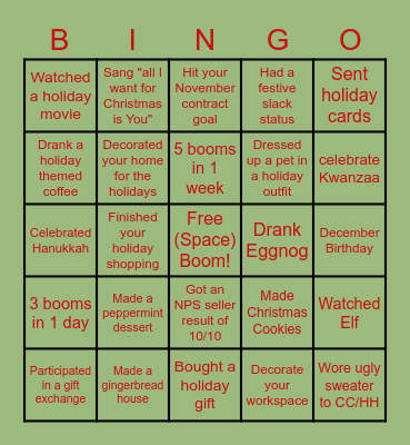 CEP Holiday Bingo Card