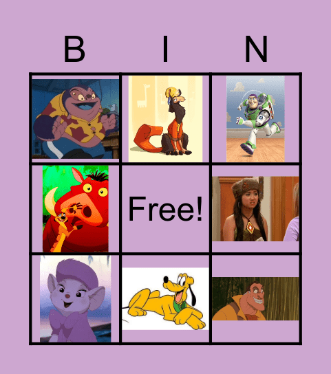 Disney Bingo Card
