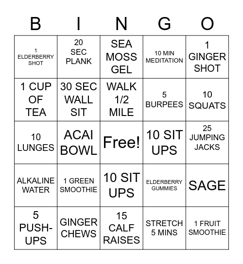 WELLNESS WEDNESDAY BINGO Card