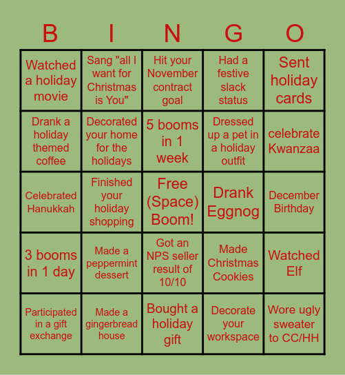 CEP Holiday Bingo Card