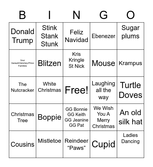 2020 Holiday Happy Hour Bingo Card