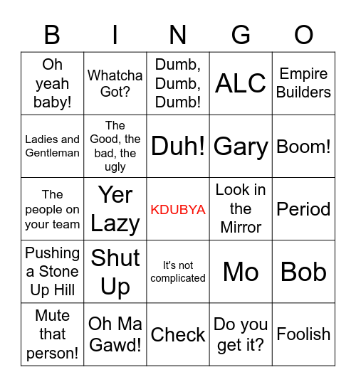 Gene Rivers Bingo! Bingo Card