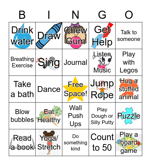 Coping Skills Bingo Card