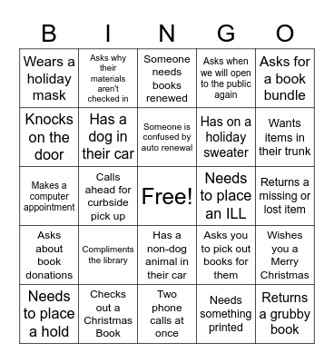 Library Customer Holiday Bingo Card