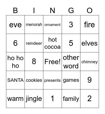 Holiday Bingo Card