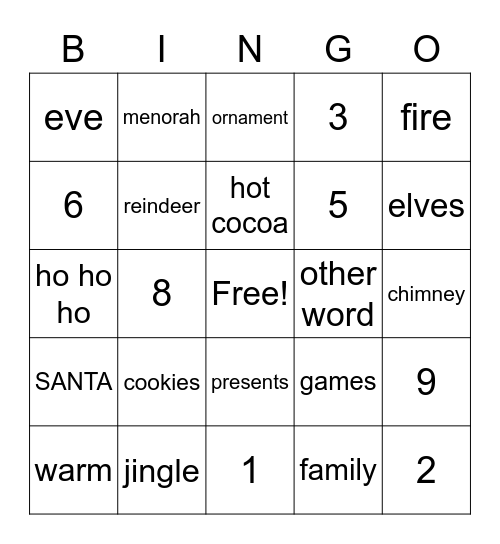 Holiday Bingo Card