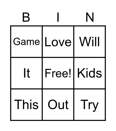Vocab Bingo Card
