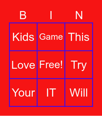 Vocabulary Bingo Card