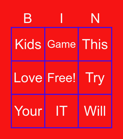 Vocabulary Bingo Card