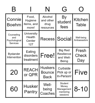 Wellness Bingo Card