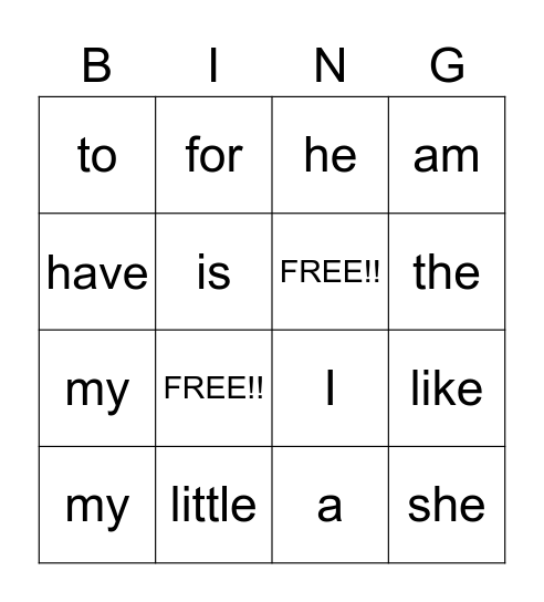 K Reading Street BINGO Card