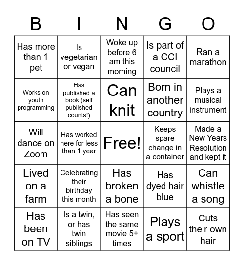 Leadership Committee BINGO Card