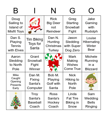 UTI Holiday Bingo Card