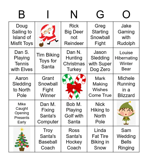 UTI Holiday Bingo Card