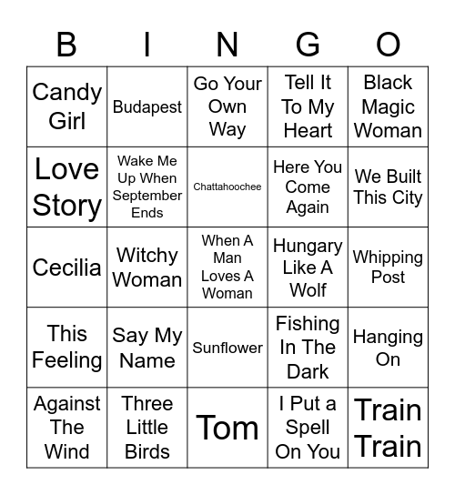 Music Bingo 57 Bingo Card