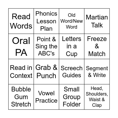 Pathways to Reading Bingo Card