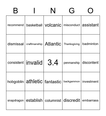 Untitled Bingo Card