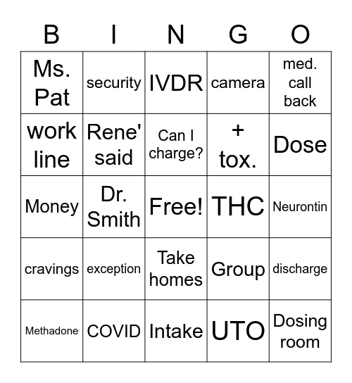 Clinic Bingo Card
