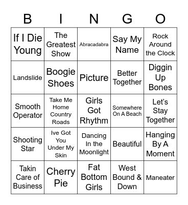 Music Bingo 55 Bingo Card