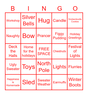 Holiday Bingo Card
