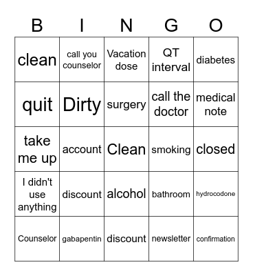 Clinic Bingo Card